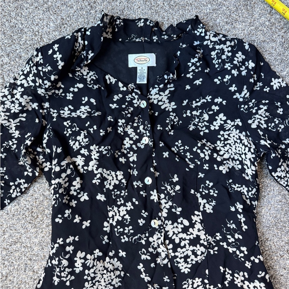 Talbots Black and White Floral Blouse and Skirt Set - Picture 2 of 9